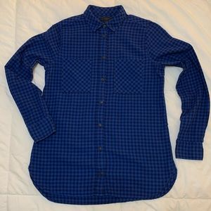 J. Crew mini blue/black gingham flannel shirt